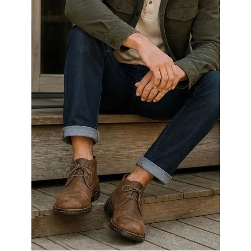 Born Men’s Brown Leather Chukka Boots Size 10.5 Lace Up Ankle Boots